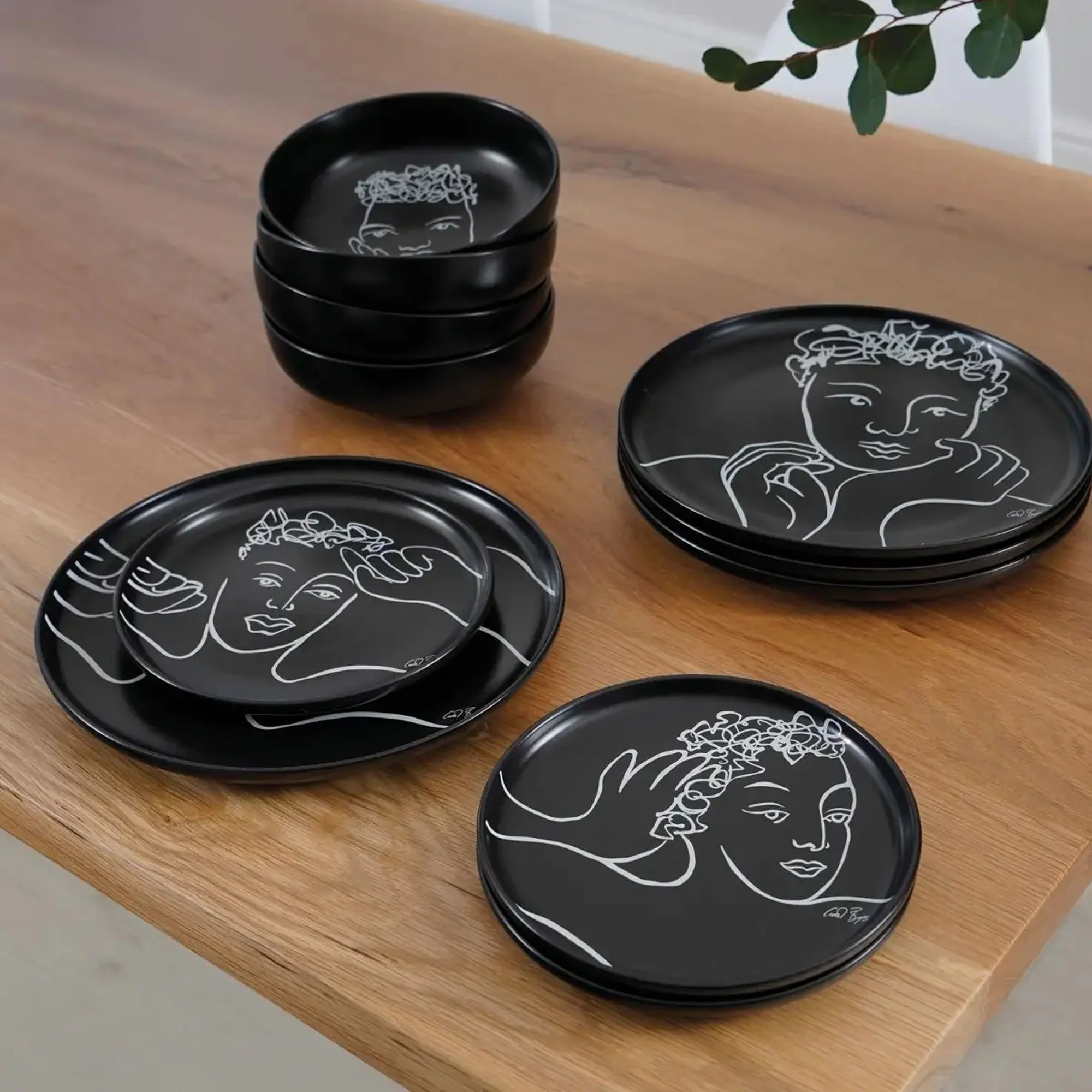 Carrol Boyes 4 Piece Sketchbook Dinner Plate Set Black