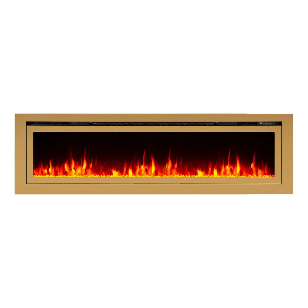 The Sideline Deluxe Gold 72 Inch Recessed Smart Electric Fireplace 86278