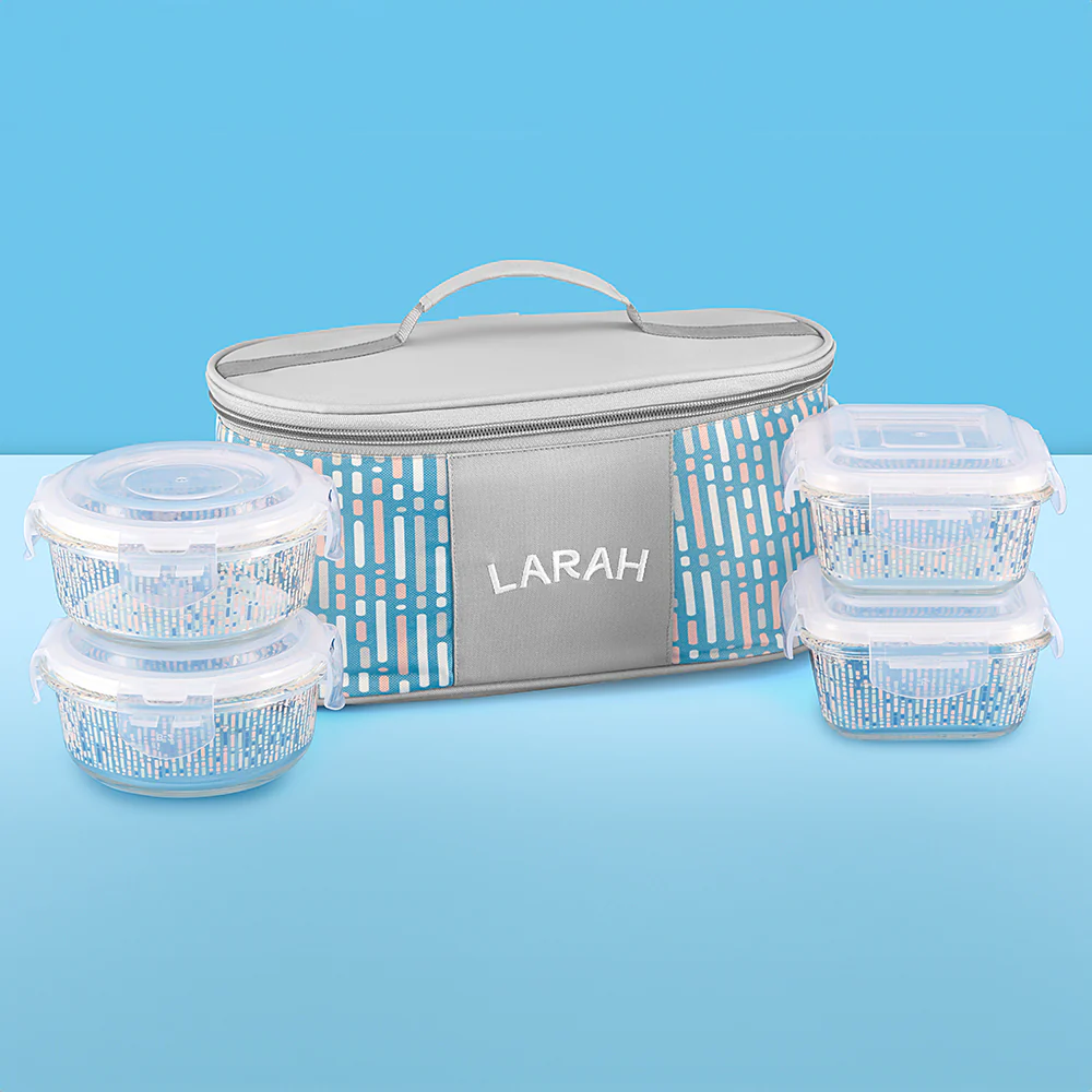 Larah Vogue Glass Lunchbox, 320ml x 2 + 400ml x 2