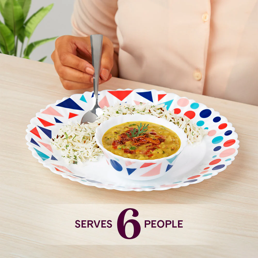 Larah by Borosil, Speckle Dinner Set, 35 pc