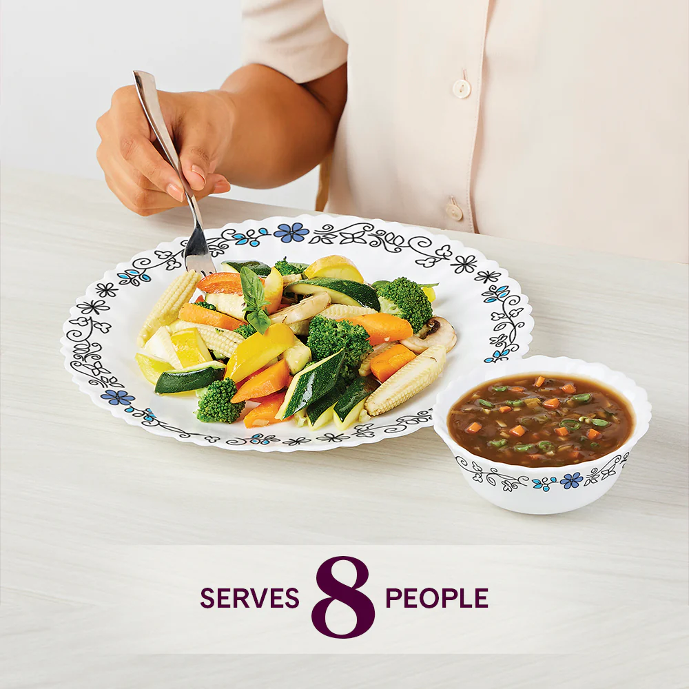 Larah by Borosil Blue Iris 47 pc Dinner Set