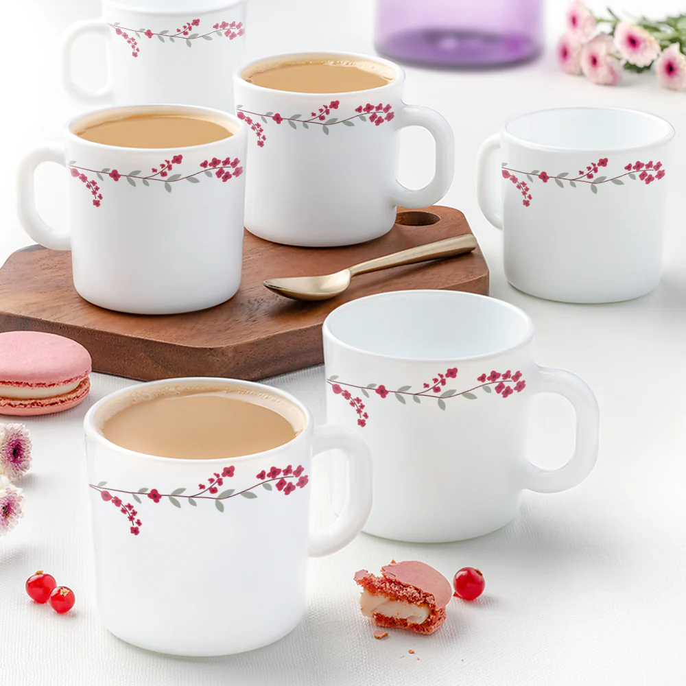 Larah by Borosil Verona Snack Set w Mugs, 8 pc