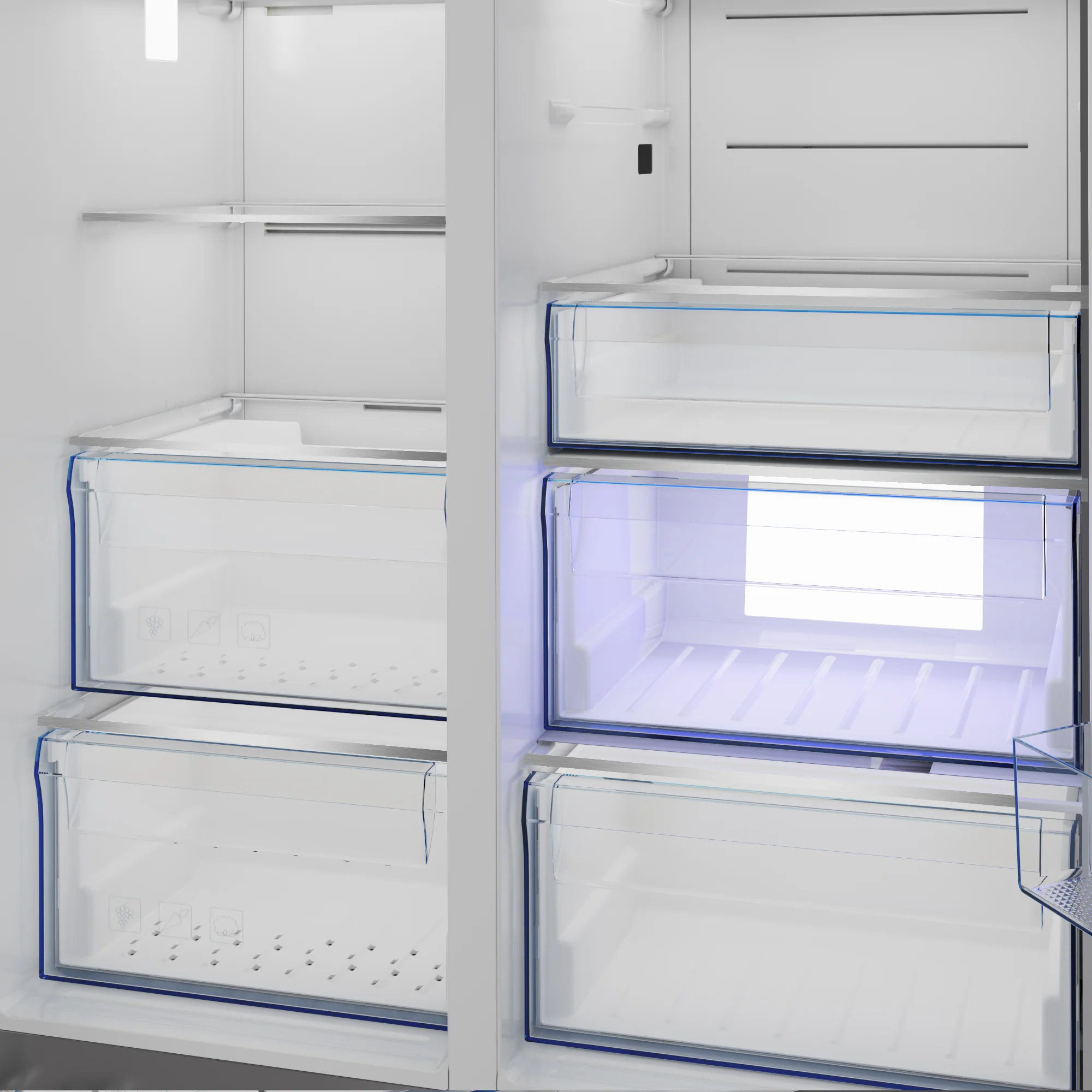 Defy 614lt Naturelight Side by Side Fridge Freezer Metallic