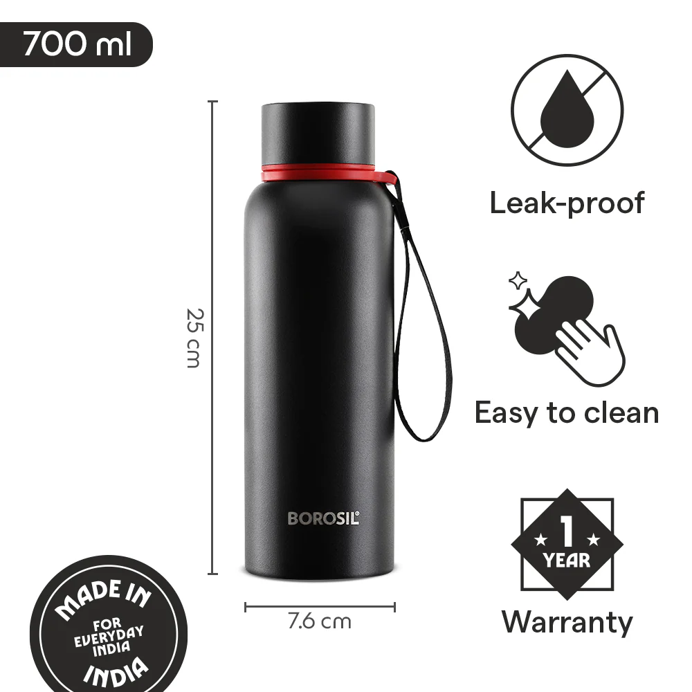 Borosil Trek Black, 700ml