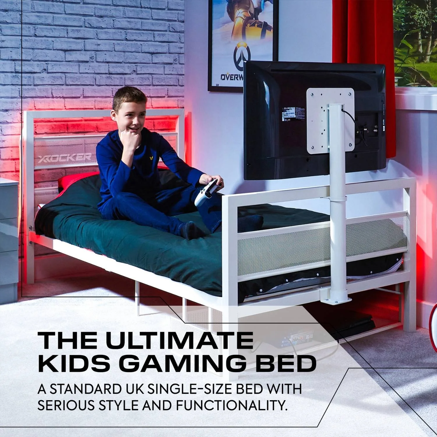 Basecamp Single Gaming TV Bed - White
