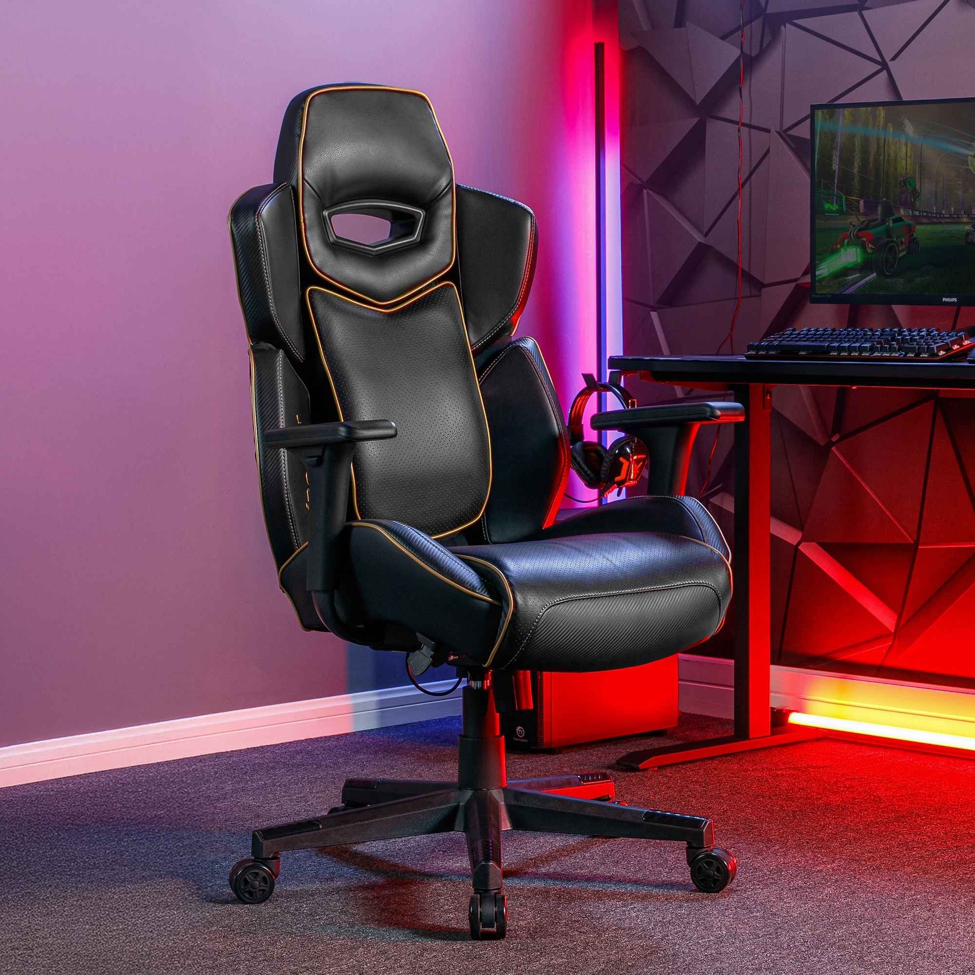 Drogon Ergonomic PC Office Gaming Chair - Black / Gold