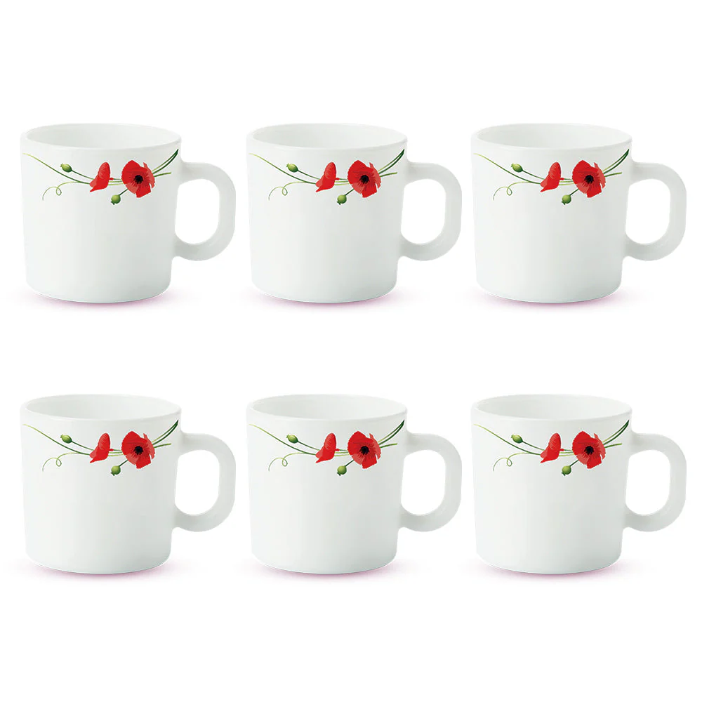 Red Carnation Mug Set, 6 x 180ml