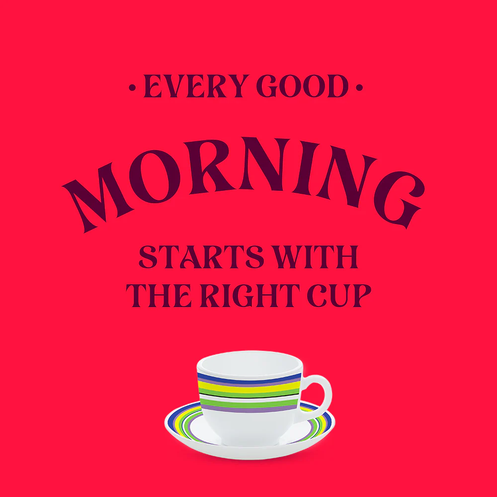 Larah by Borosil Vienna Cup n Saucers Set, 220ml x 12