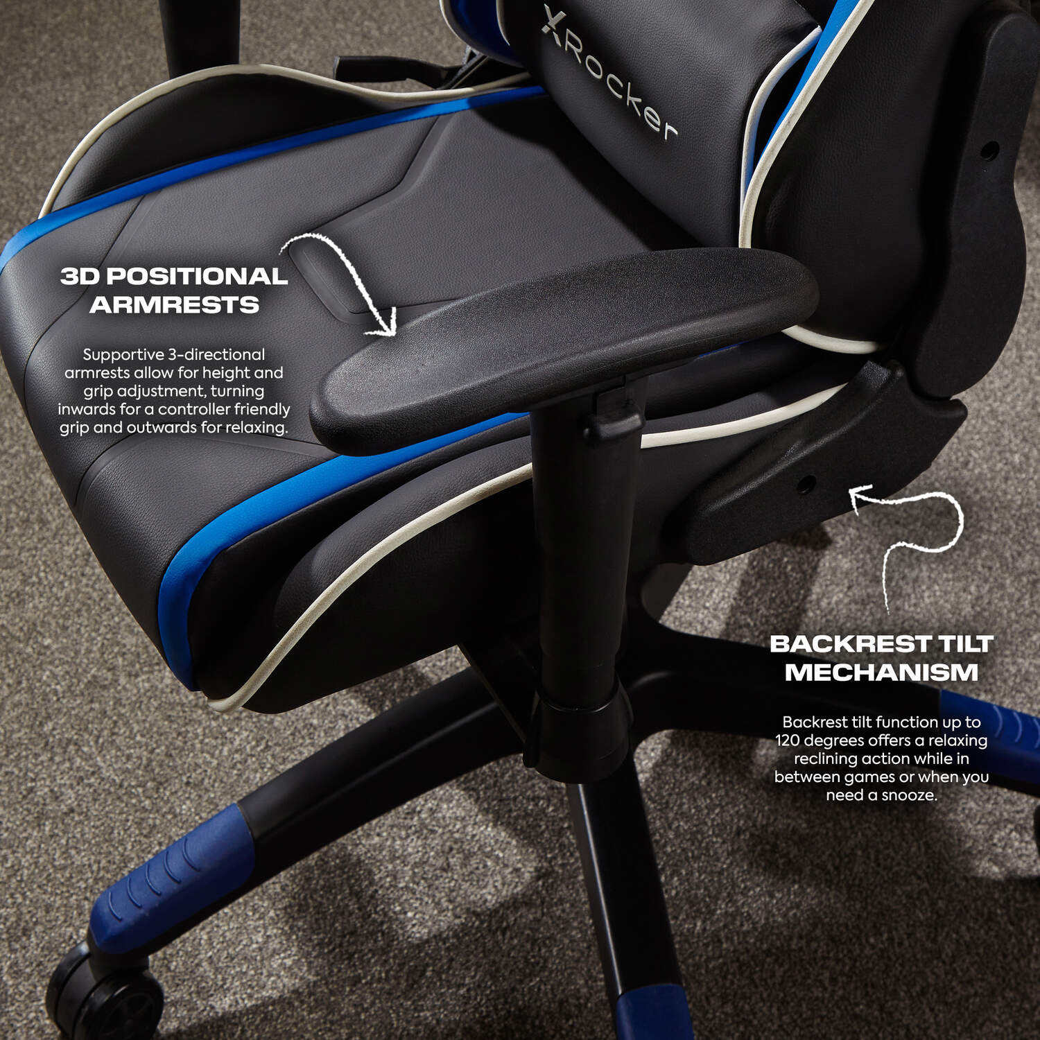 Agility Compact Ergonomic eSports Gaming Chair for Juniors - Black / Blue