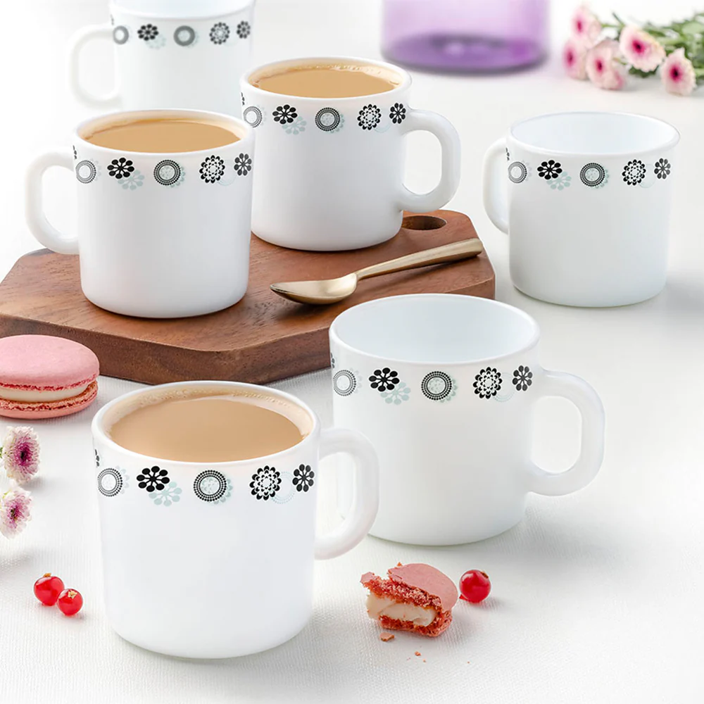 Larah by Borosil Universe Mug Set, 180ml x 6