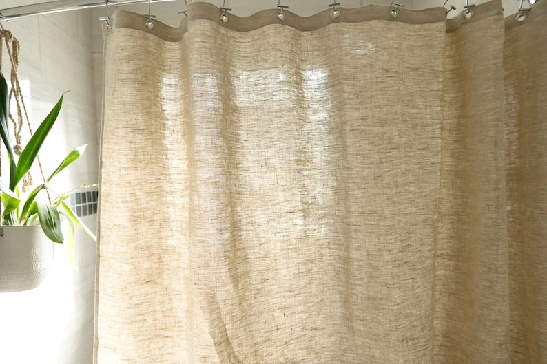Eco-Friendly Hemp Shower Curtain with Roller Rings