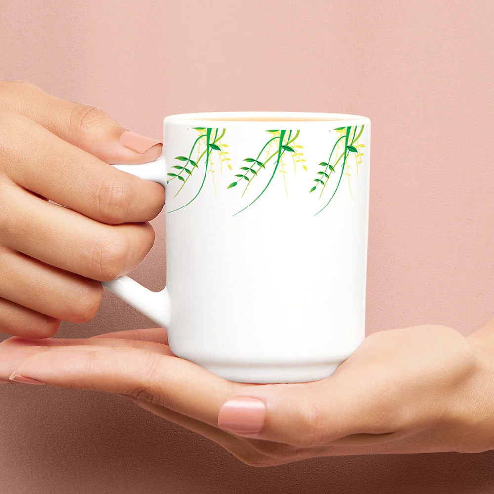 Larah by Borosil Green Herbs Mug Set, 100ml x 6