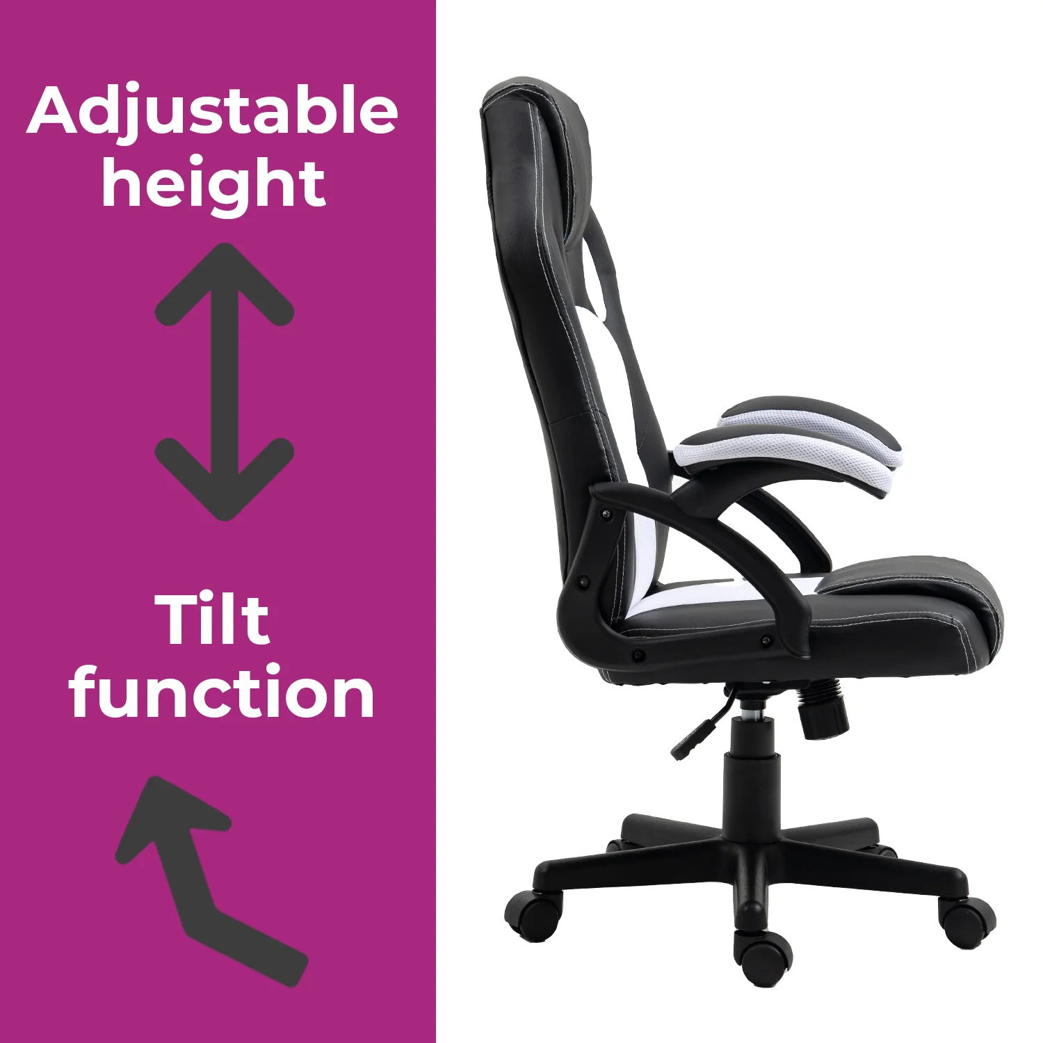 Neo White/Black Leather Mesh Office Chair