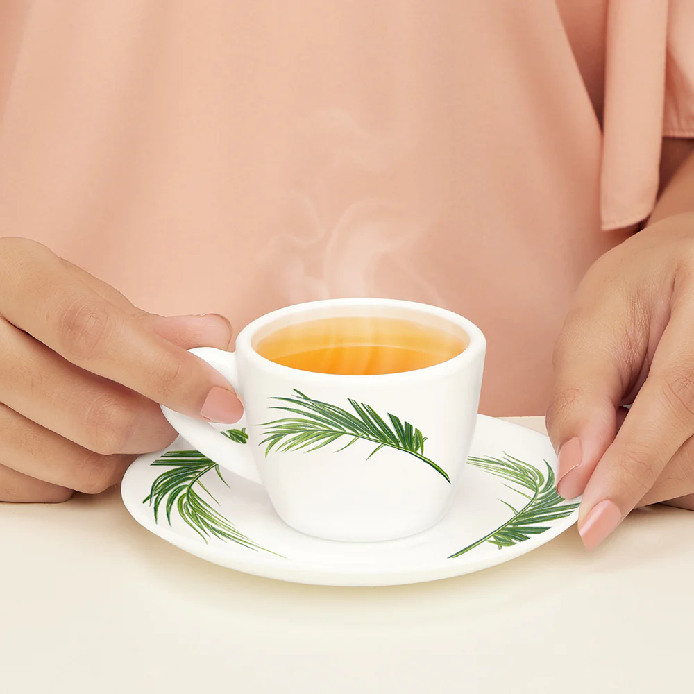 Larah by Borosil Crescent Cup n Saucer Set, 90ml x 12