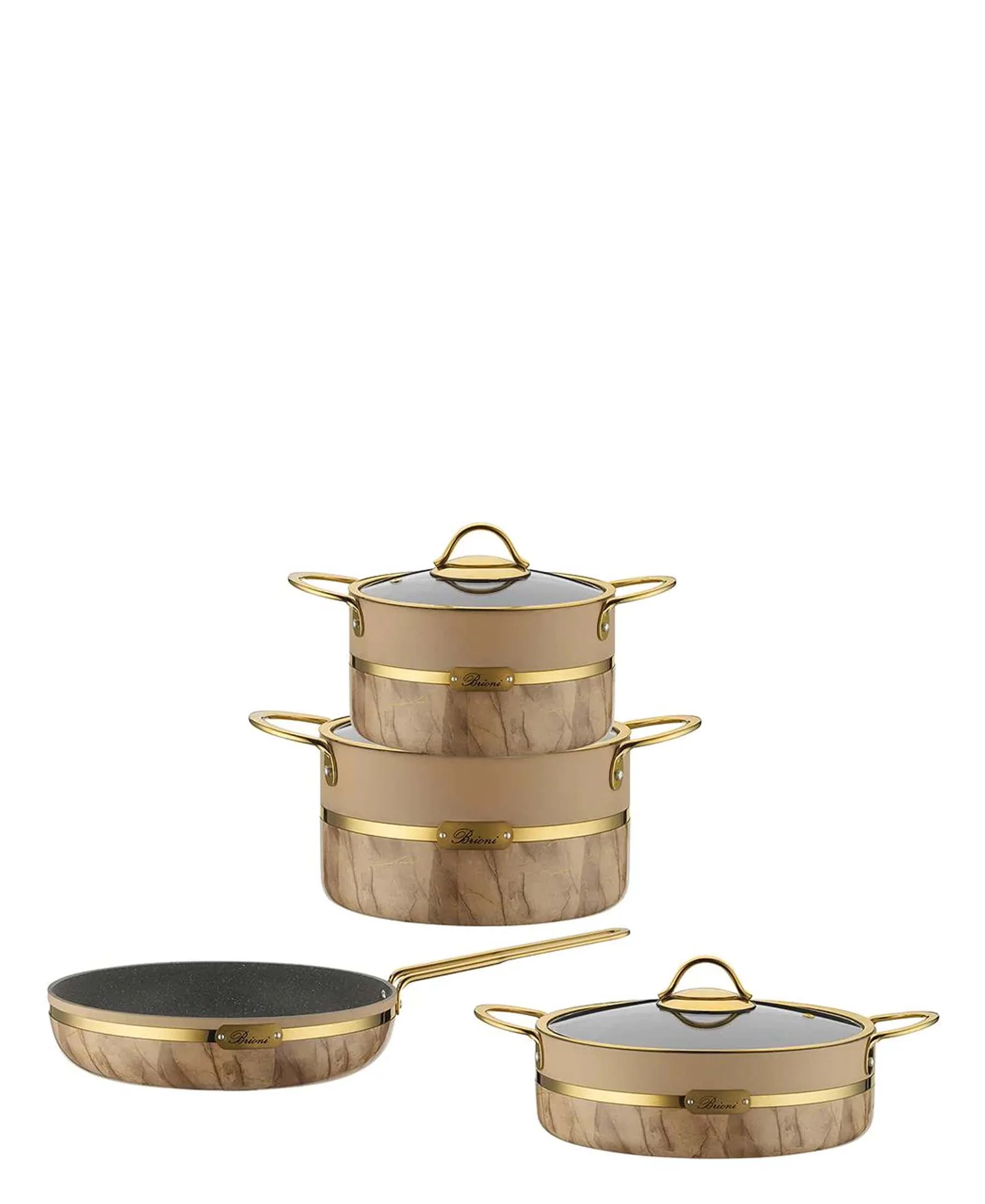 Brioni Selection 9 Piece Granite Cookware Set - Beige