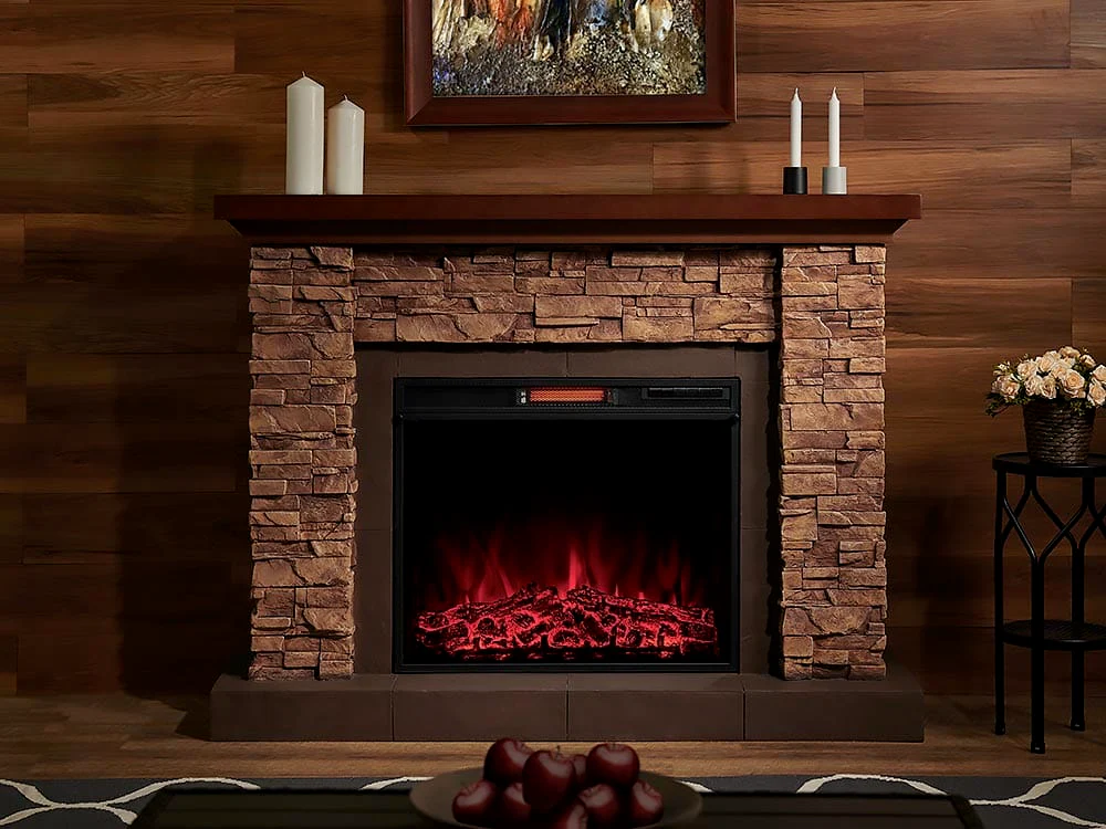 Comfort Smart Stackstone Electric Fireplace Mantel Package