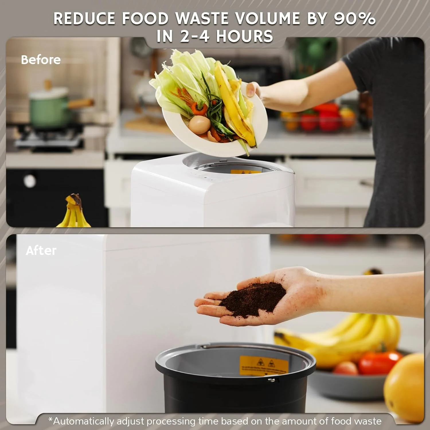 Electric Kitchen Composter, 2.5L Capacity, Turn Food Waste and Scraps into Dry Compost