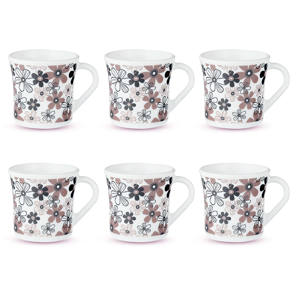Larah by Borosil Crysta Macy Mug Set, 100ml x 6