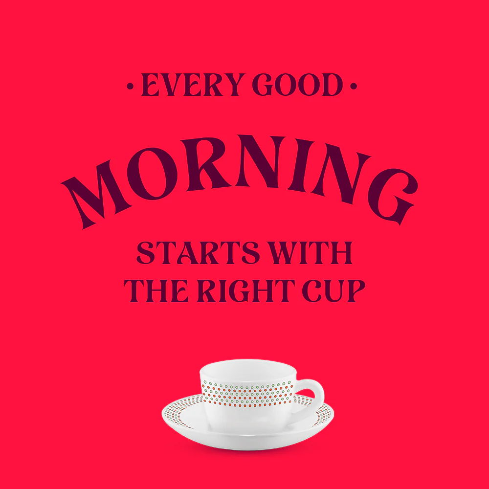 Larah by Borosil Waltz Cup n Saucer Set, 90ml x 12