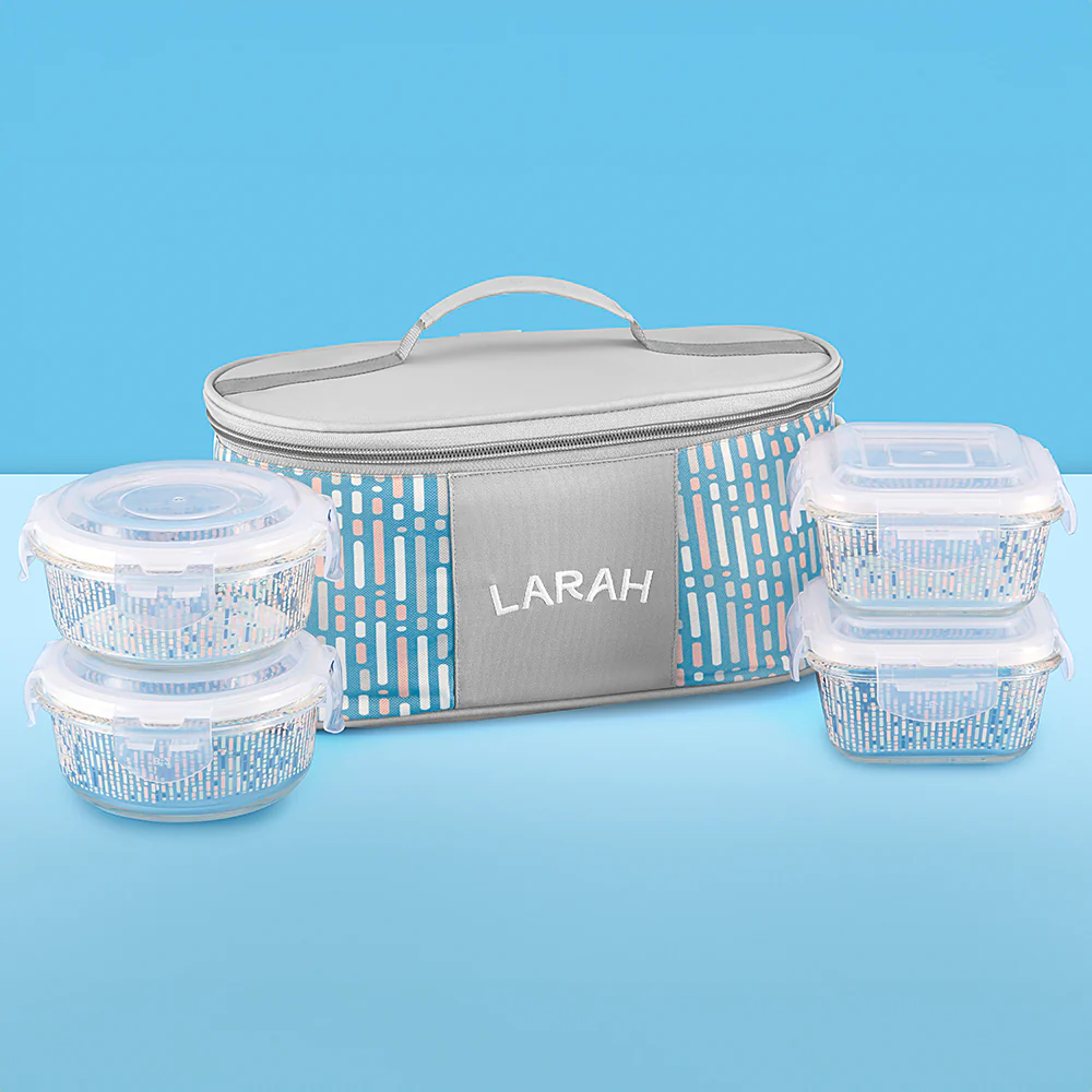 Larah Vogue Glass Lunchbox, 320ml x 2 + 400ml x 2