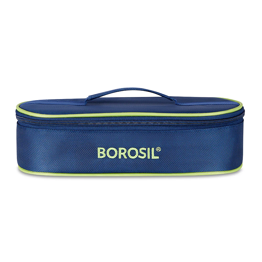 Borosil Blue Flat Lunch Bag, Round, For Set of 2, (400ml) (Only Bag)