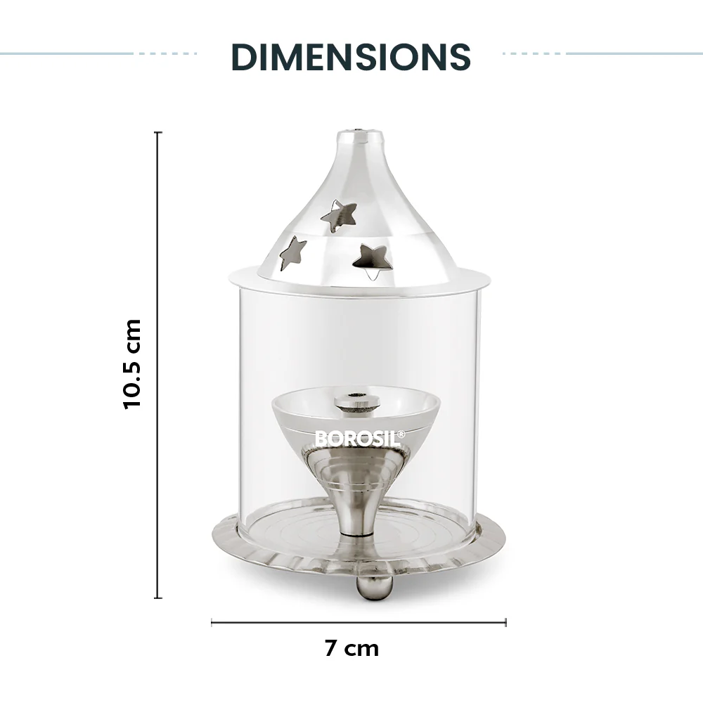 Borosil Akhand Diya, Nickel, Small