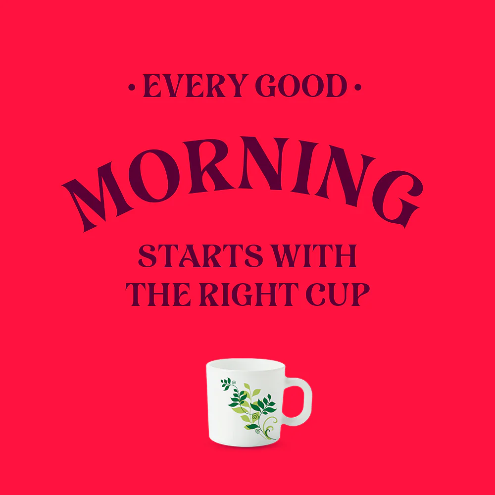 Larah by Borosil Fern Mug Set, 100ml x 6