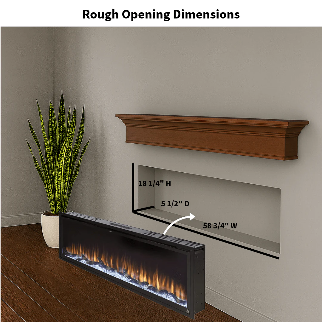 Sideline Elite 60 Inch Recessed Smart Electric Fireplace 80037