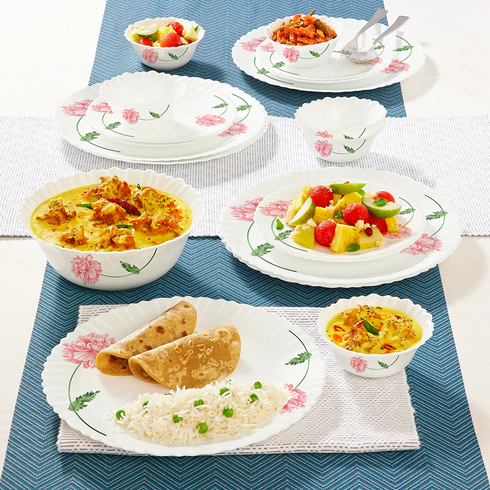 Larah by Borosil Red Mist Dinner Set, 19 pc