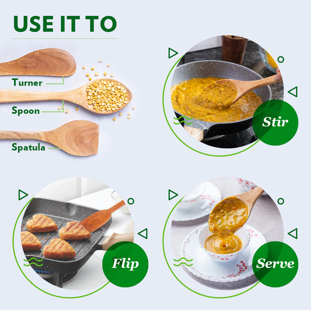 Borosil Wooden Spoons Set of 3