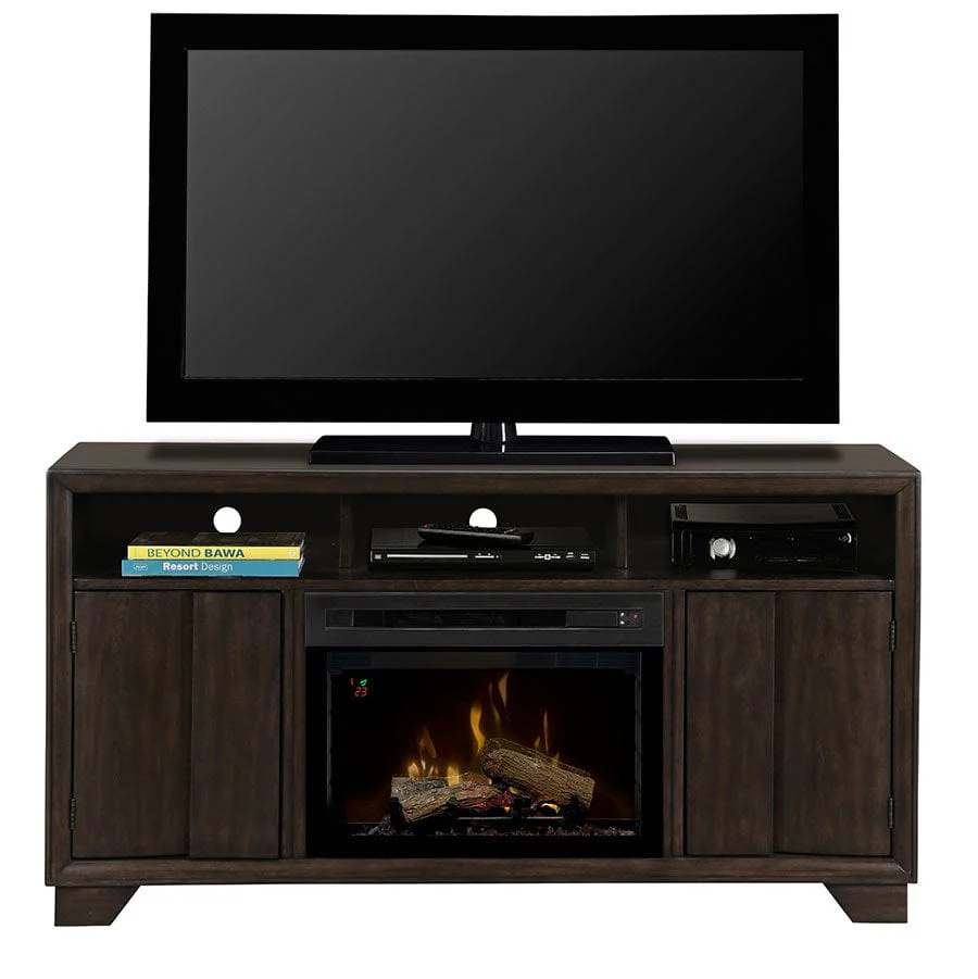 Bayne Electric Fireplace Media Console w/Logs in Graphite