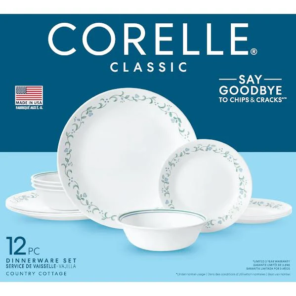 Corelle Country Cottage 12 Piece Dinner Set White
