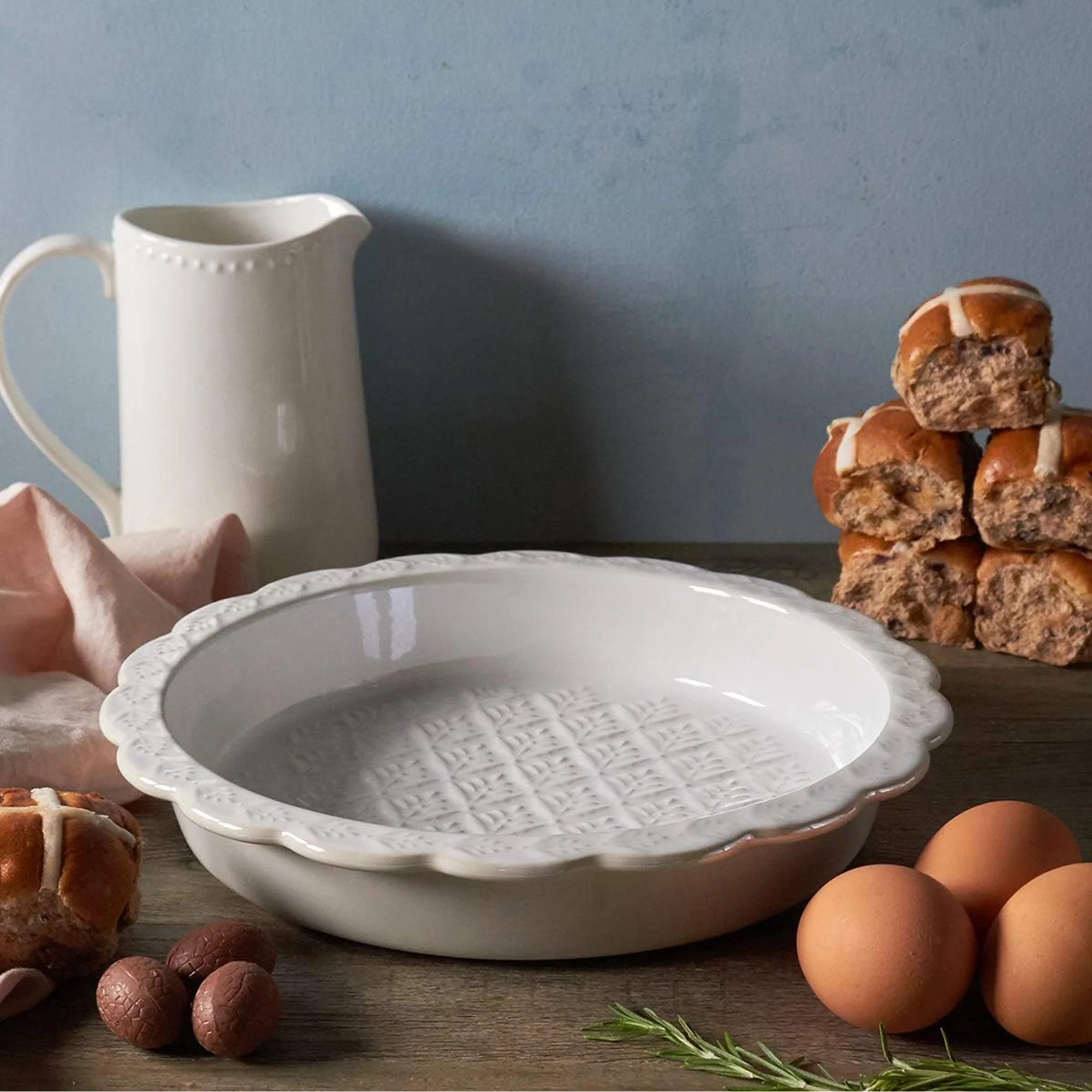 Ciroa Print Ceramic Pie Dish White