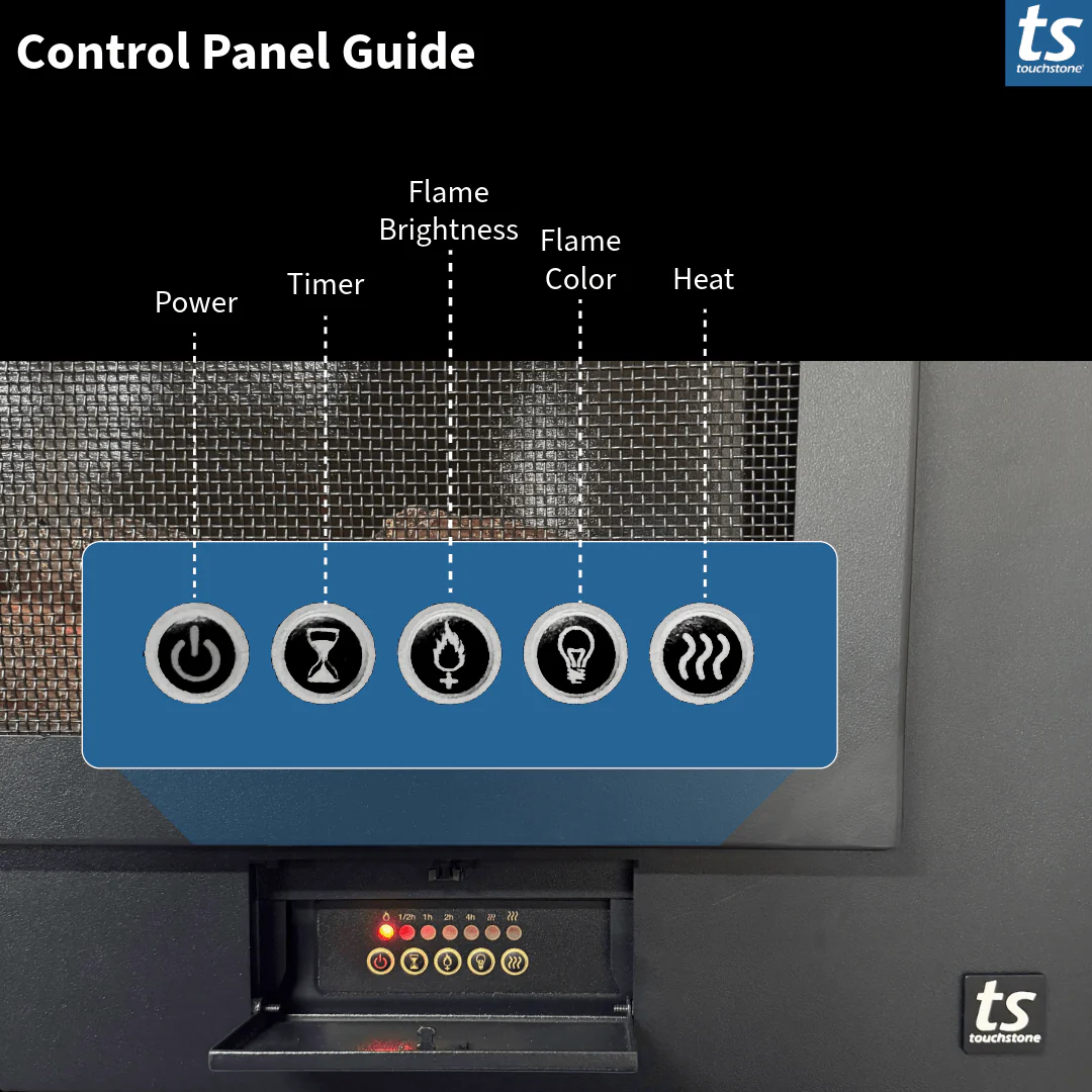 The Sideline Steel 50 Inch Mesh Screen Non Reflective Recessed Electric Fireplace 80013