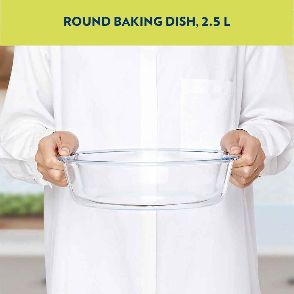 Borosil EasyGrip Round Cake Dish, 2.5L