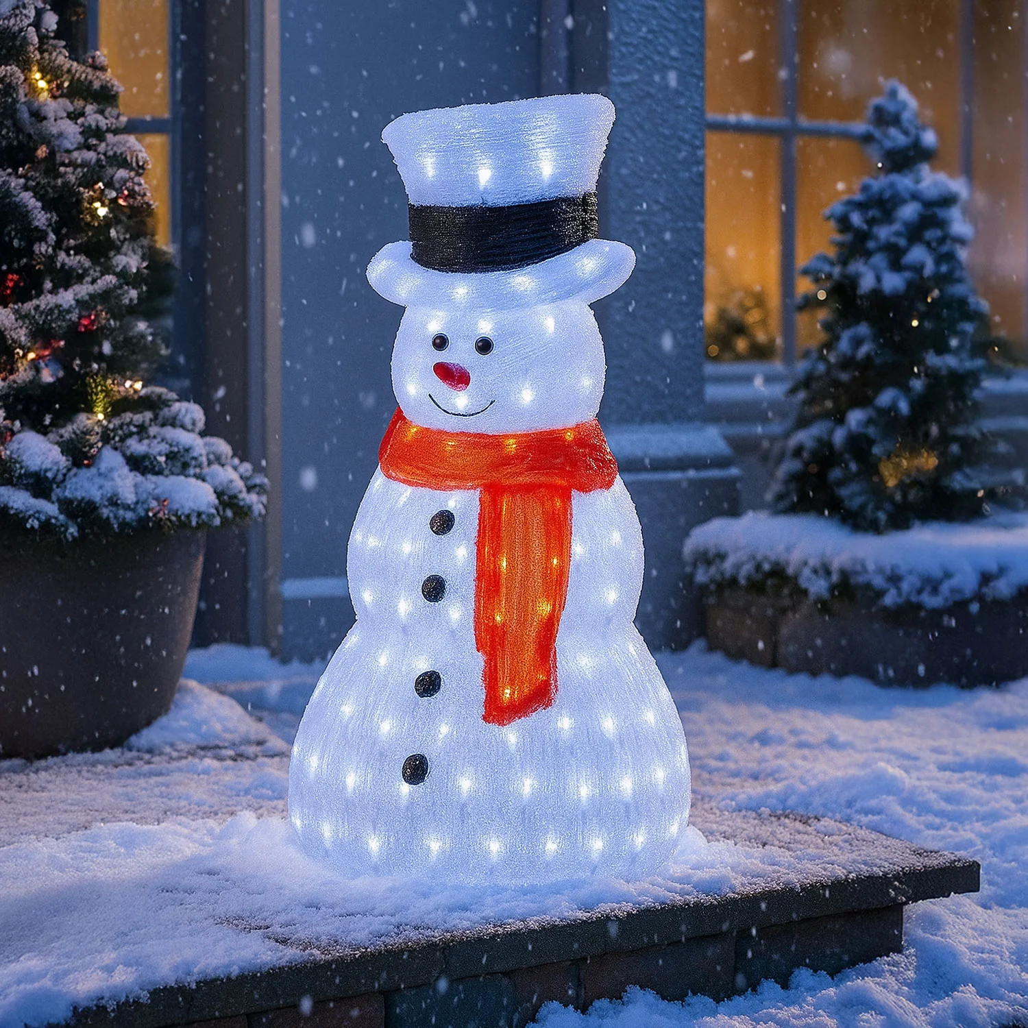 Neo 70cm Acrylic Light Up Snowman Outdoor Festive Christmas Garden Porch Decoration Display Warm White Bright LEDs Illuminated Weatherproof