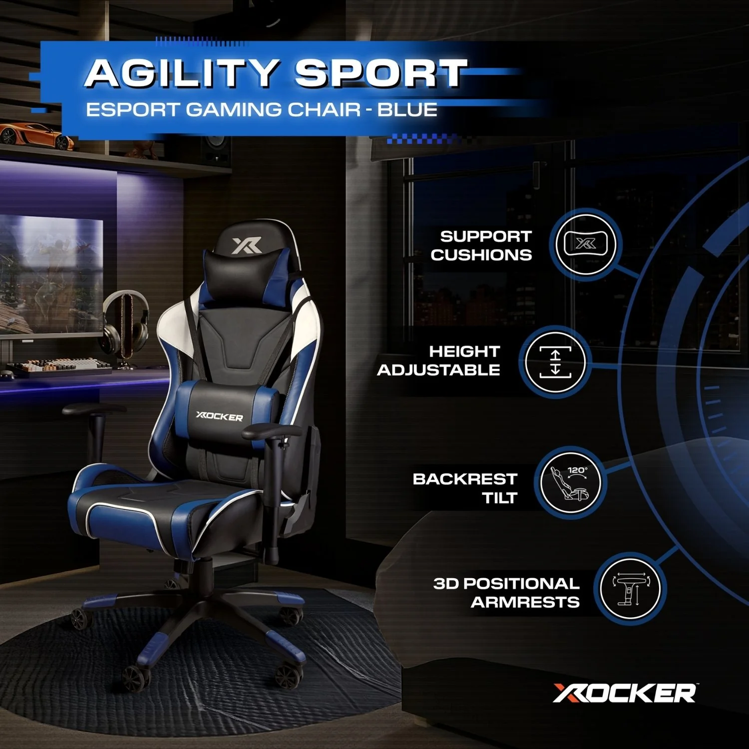 Agility eSport Ergonomic Gaming Chair - Black / Blue
