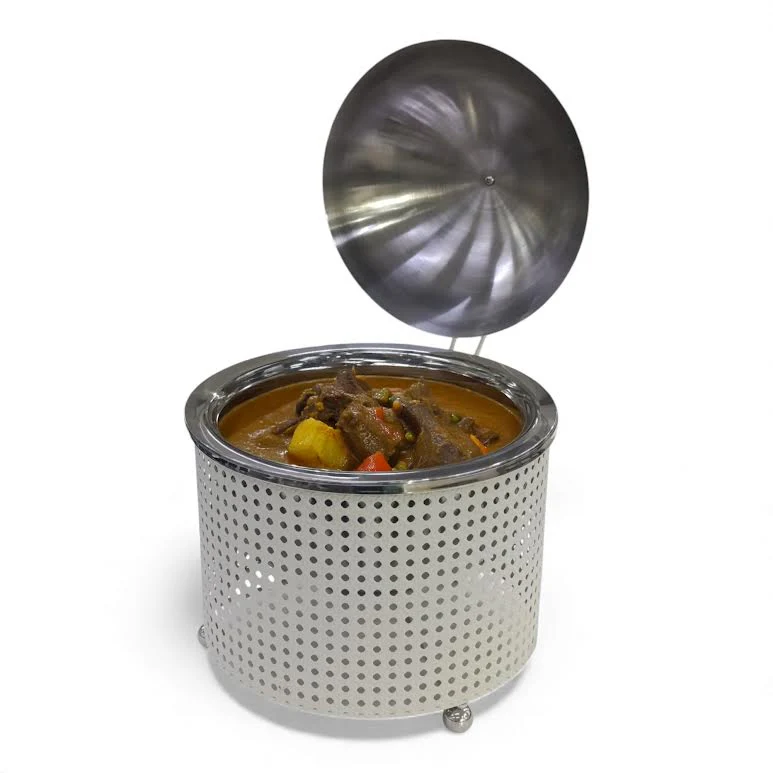 3.5Lt Chafing Dish with Mesh Design White & Stainless Steel