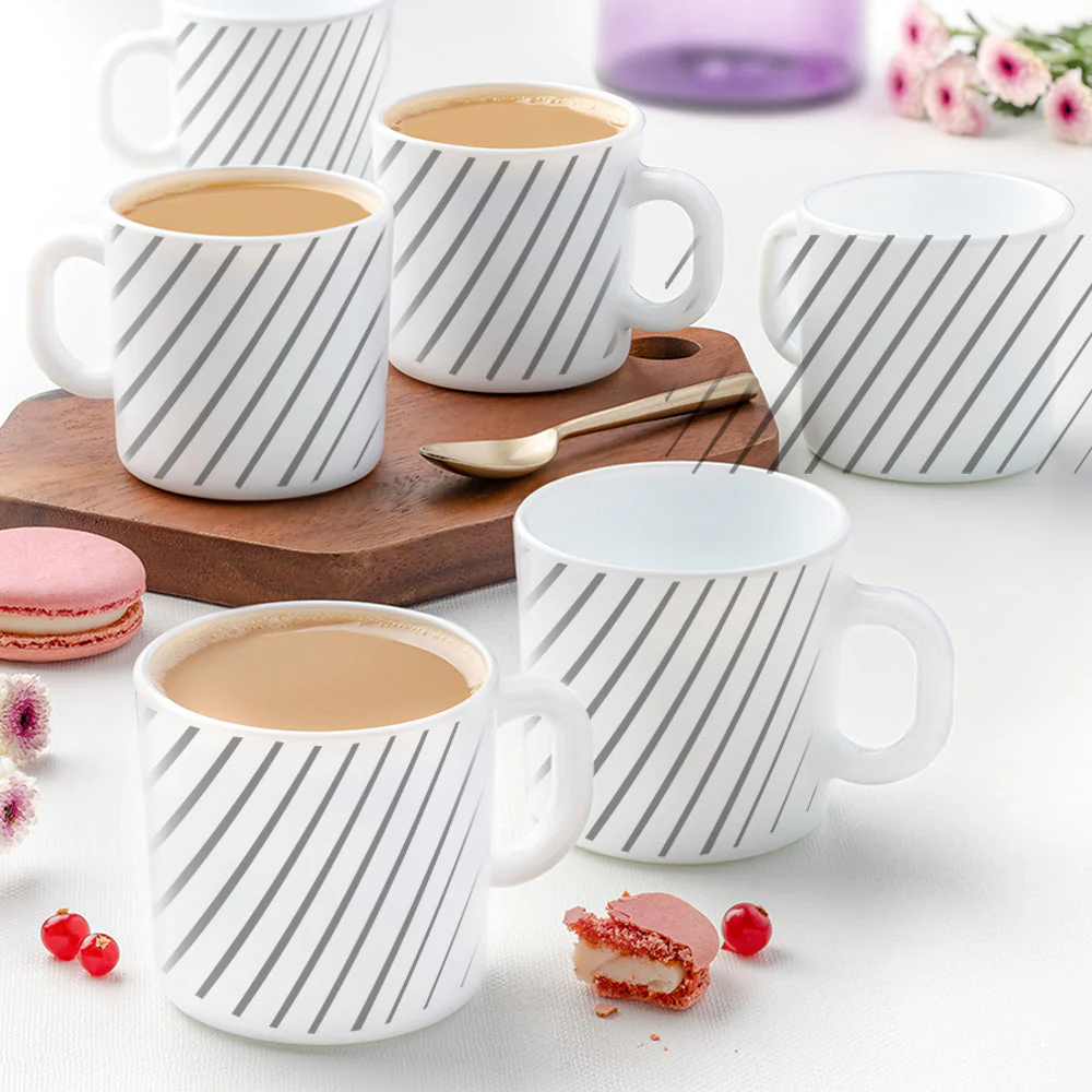 Larah by Borosil Silver Ray Mug Set, 2 x 240ml