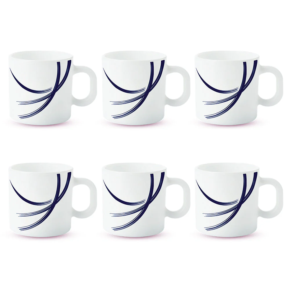 Larah by Borosil Indigo Stella Mug Set, 180ml x 12