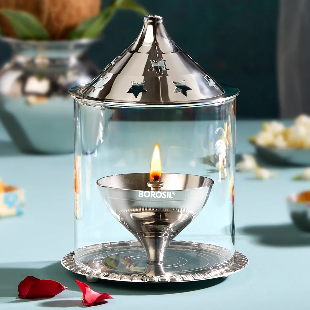 Borosil Akhand Diya, Nickel, Large