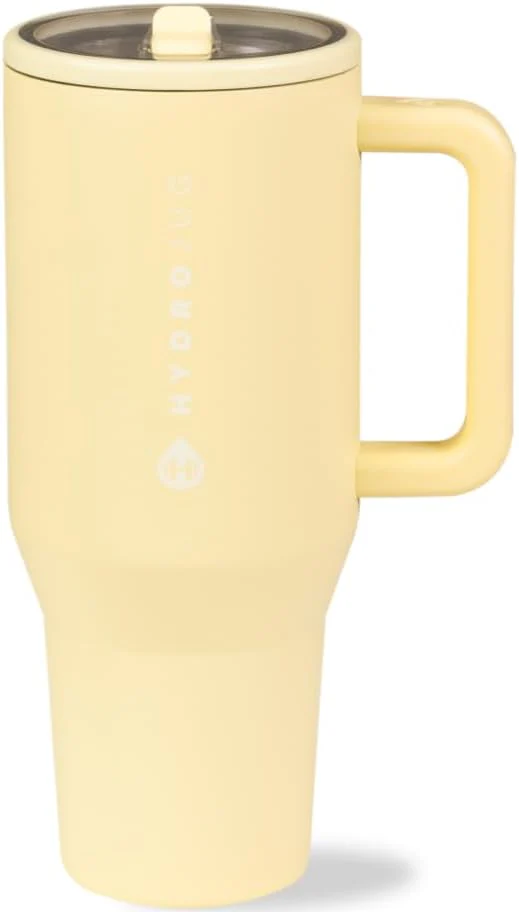 40 oz Water Bottle with Handle & Flip Straw - Fits in Cup Holder, Leak Resistant Tumbler-Reusable Insulated Stainless Steel & Rubber Base