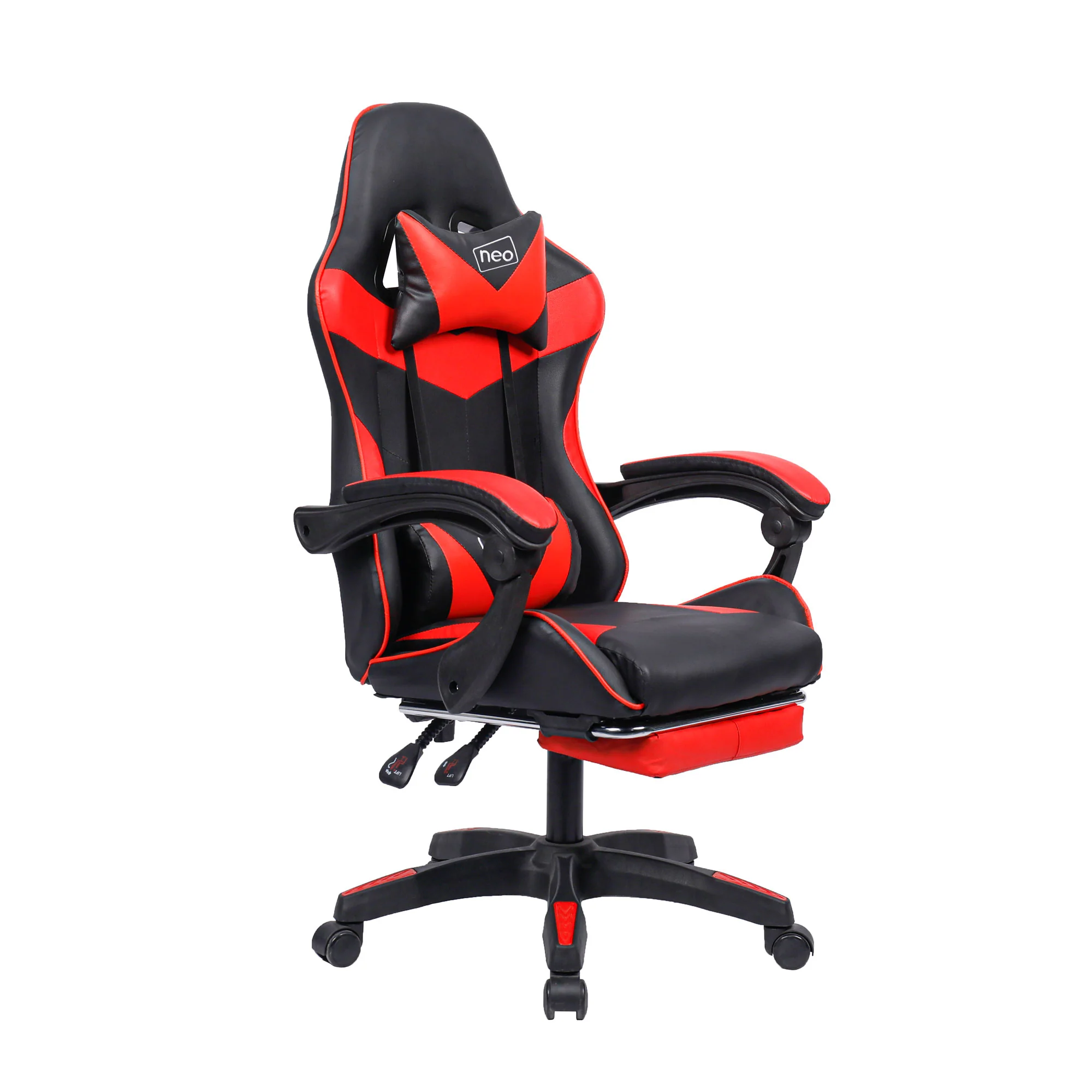 Neo Gaming Chair Red & Black PU Leather With Footrest