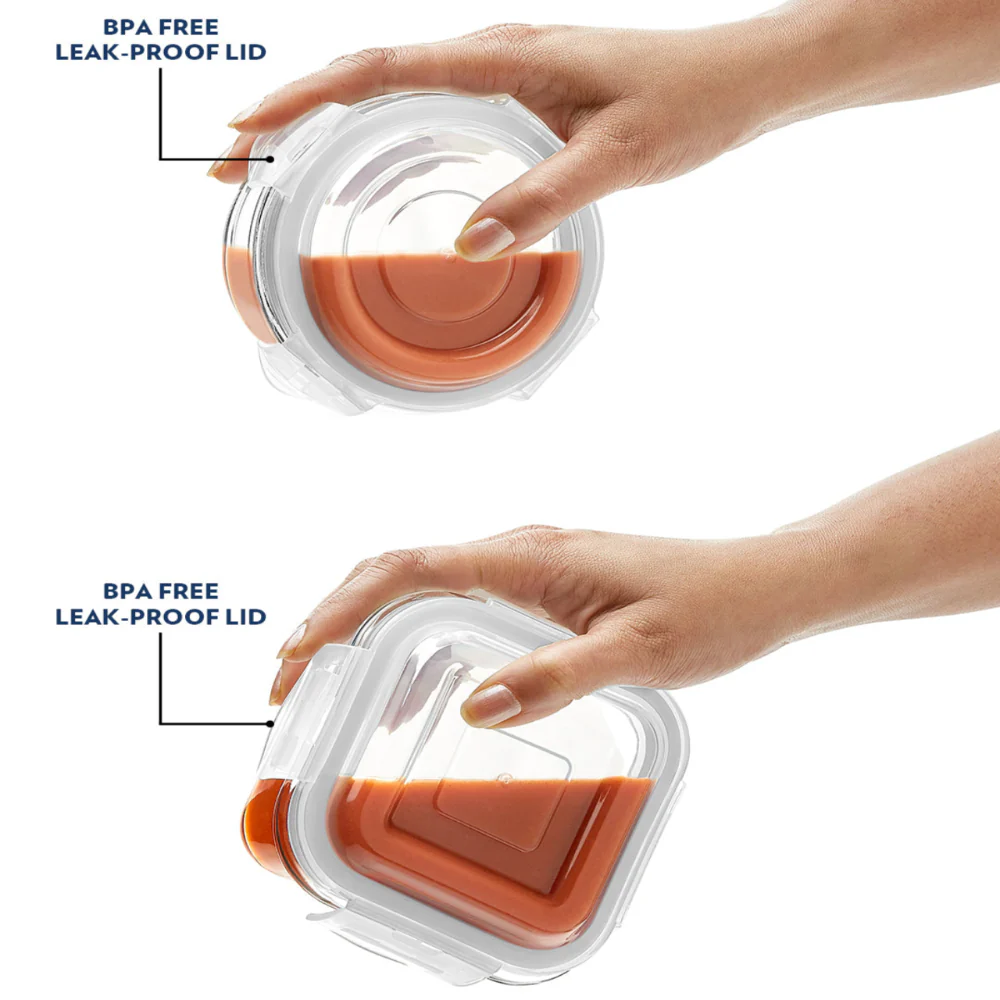 Borosil Prime Universal Glass Lunchbox, 320ml x 2 (+) 240ml x 2