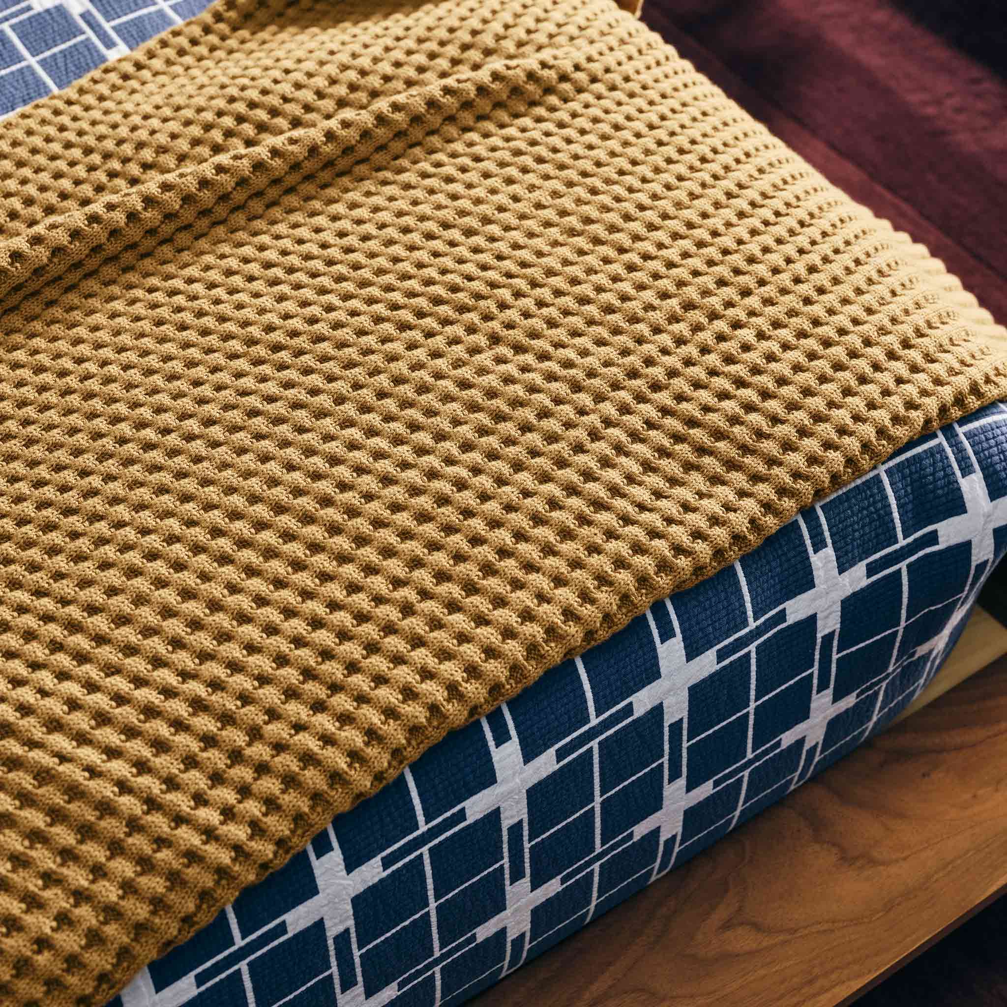 Chunky Waffle Knit Throw Blanket