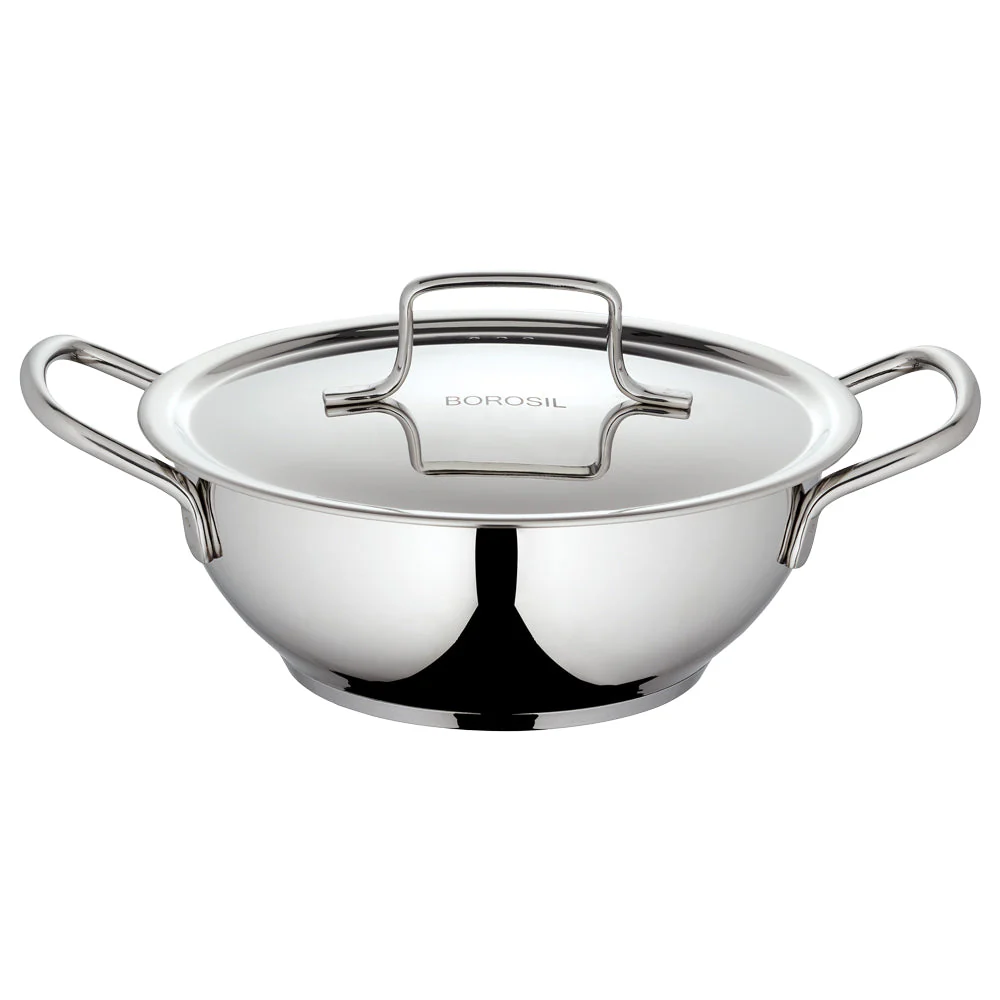 Borosil Cookfresh SS Deep Kadhai + Lid, 2.3L