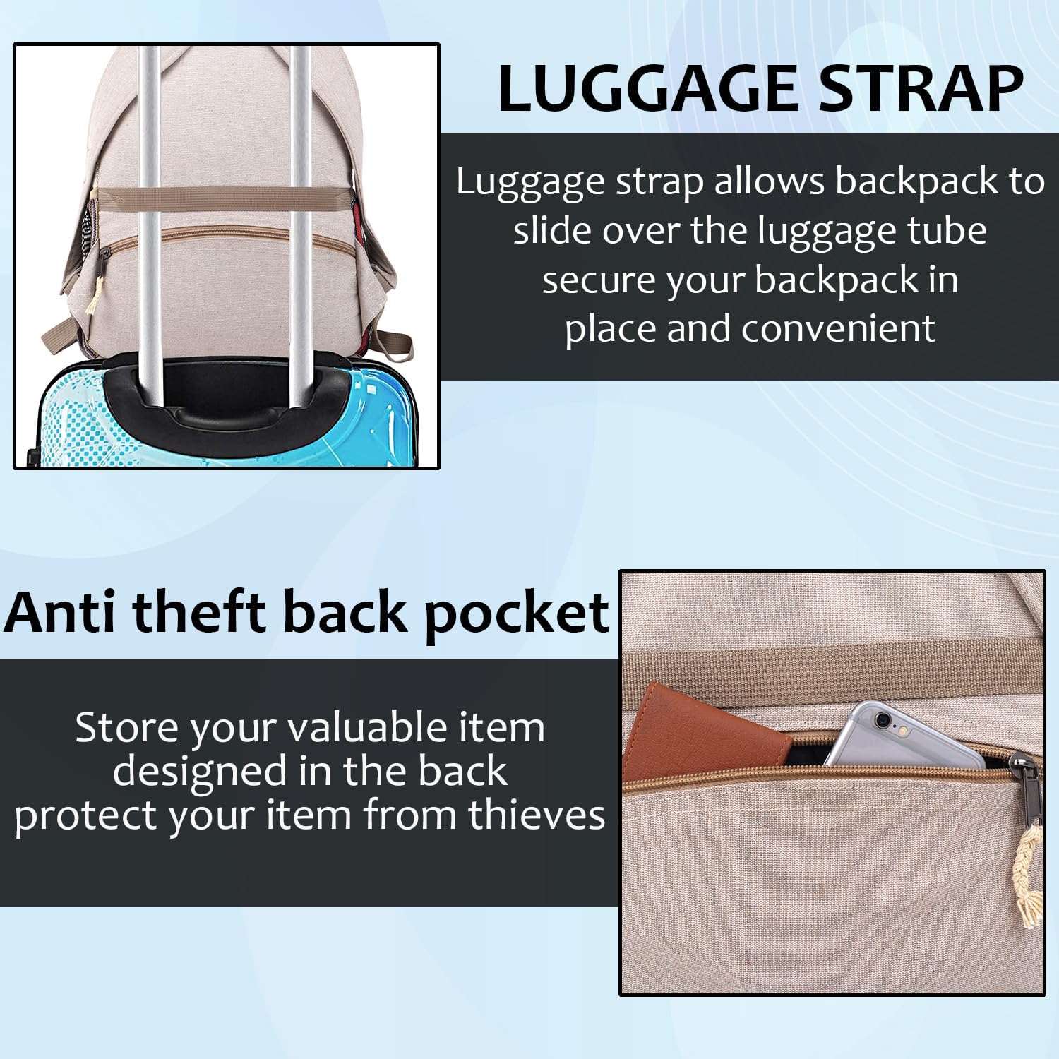 Natural Handmade Large Multi Pocket Hemp Backpack