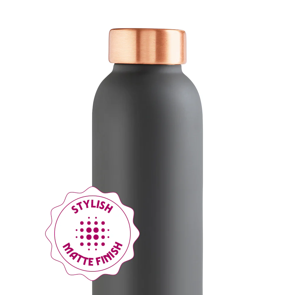 Borosil ECO Colour Copper Bottle & Glass Set, Gray