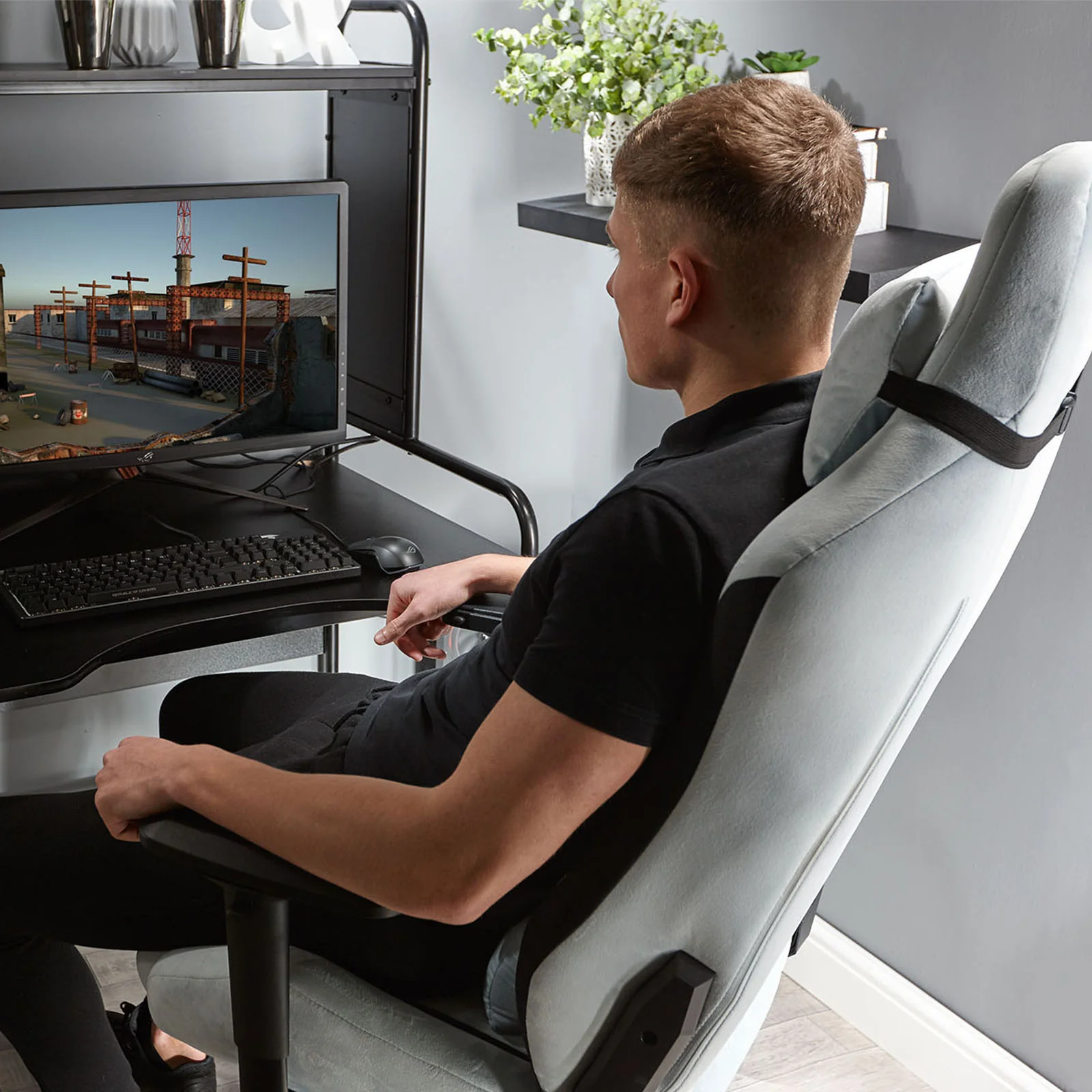 Messina Ergonomic PC Office Gaming Chair - Fabric Silver