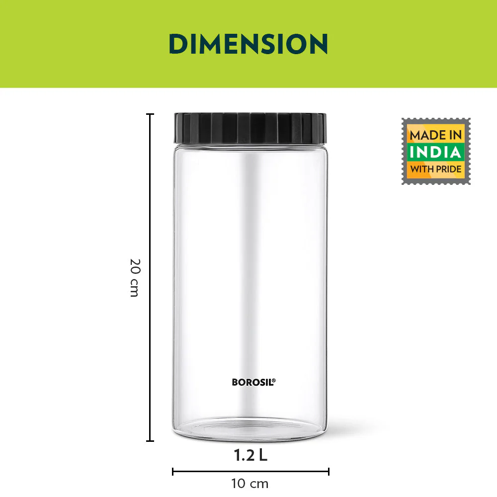 Endura Airtight Glass Jar with Black Lid, Personalise